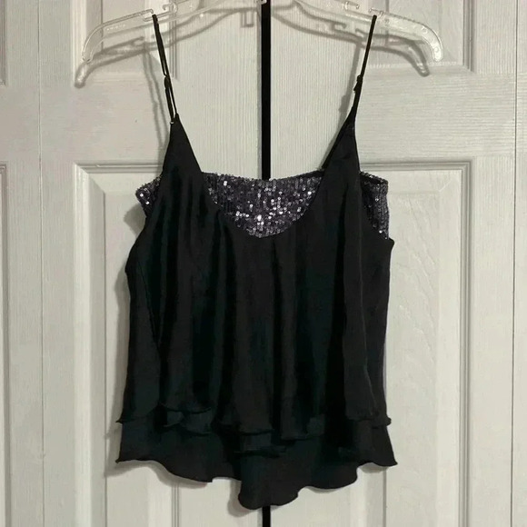 Free people black & silver sequin top shirt blouse camisole tank top size XS - Picture 5 of 10